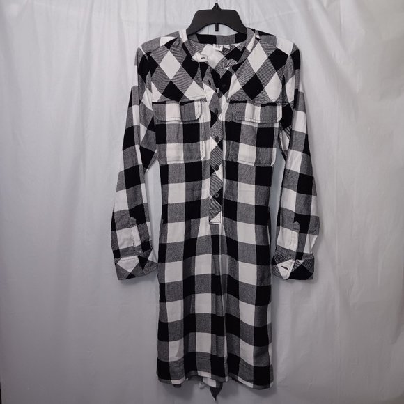 GAP WOMEN'S LONG SLEEVE PLAID DRESS - Picture 2 of 12